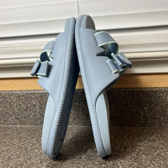 Chaco Summer Sandals Women's Size 11 Flats Slip On Blue Rubber Synthetic Slides - Picture 4 of 11